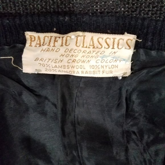 Vintage 60s black sequin wool cardigan - Picture 3 of 4